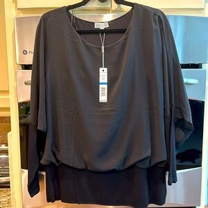 NWT Joseph A silk long sheer sleeved black dressy blouse size XL